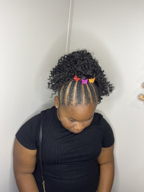 Curly ponytail with cornrows